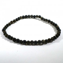 bracelet en obsidienne dorée perles rondes 4mm