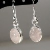 boucles d'oreilles en quartz rose ovales serties argent