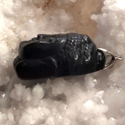 Pendentif tête de bouddha en obsidienne dorée