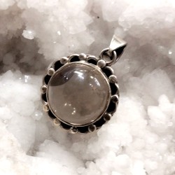 Pendentif rond en quartz fumé et Argent