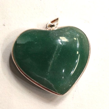 Pendentif coeur en aventurine serti argent