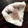 Pendentif goutte serti argent en quartz rose