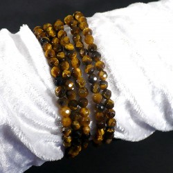 bracelet perles facettées 4mm en oeil de tigre