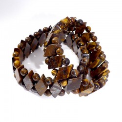 bracelet en oeil de tigre losanges et boules