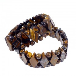 bracelet en oeil de tigre losanges et boules