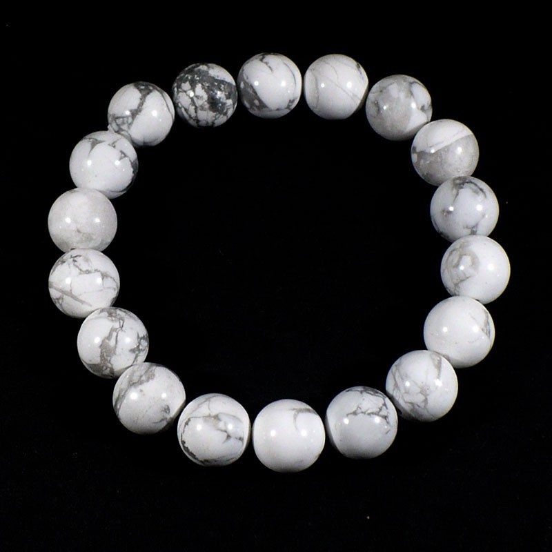 Bracelet en Howlite perles rondes 10mm