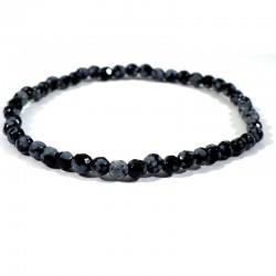 Bracelet en Obsidienne neige perles facettées 4mm