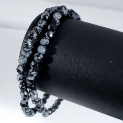 Bracelet en Obsidienne neige perles facettées 4mm