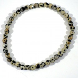 Bracelet en Jaspe dalmatien perles facettées 4mm