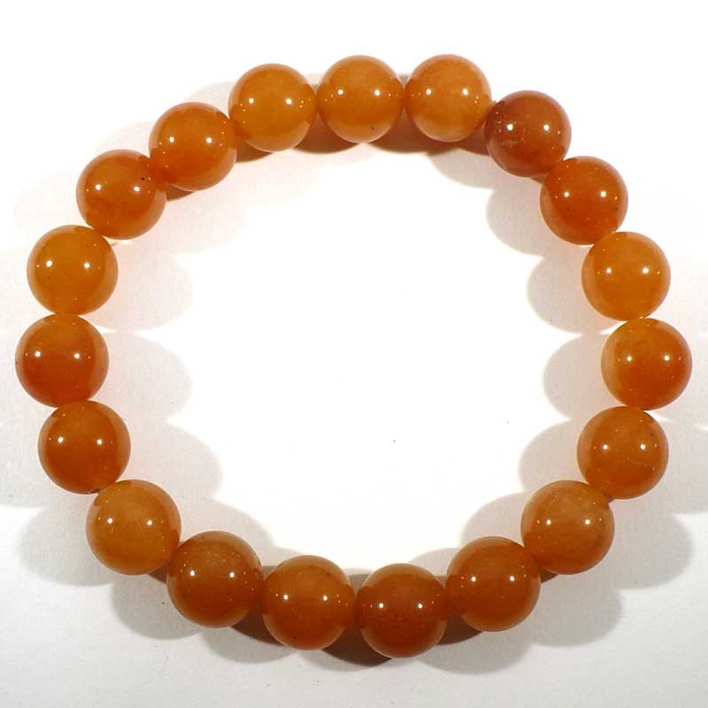 Bracelet en aventurine orange perles rondes 10mm