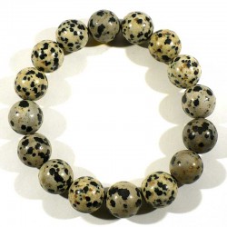 Bracelet en Jaspe dalmatien perles rondes 12mm