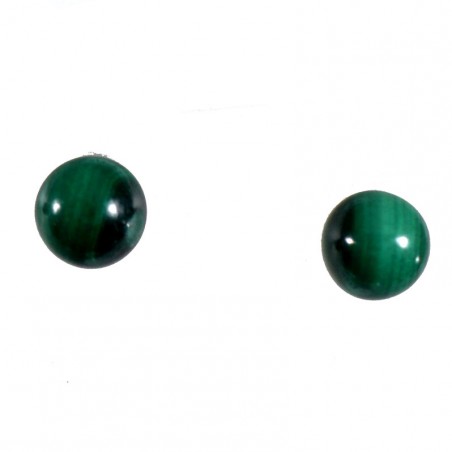 puces d'oreilles en malachite tige argent